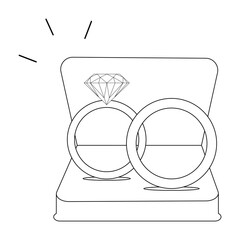Icon for invitations wedding party married couples ring doodle vector illustrations line art simple