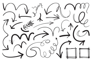 arrow vector illustration set hand drawn loop curly zigzag spiral straight directional lines for infographic