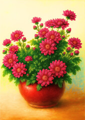 Obraz premium Magenta Chrysanthemum Vase