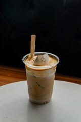 Iced Dalgona Coffee at home korea style,Korean coffee in seoul korea.