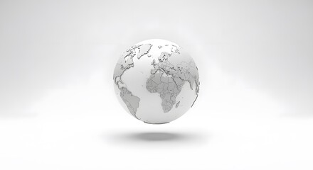 Fototapeta premium 3D Render White Globe Model Depicting Continents and Countries