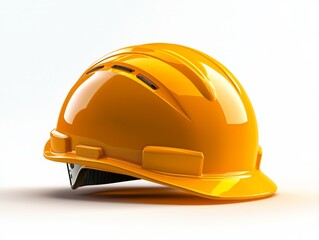 Vibrant yellow hard hat isolated symbol of safety and construction