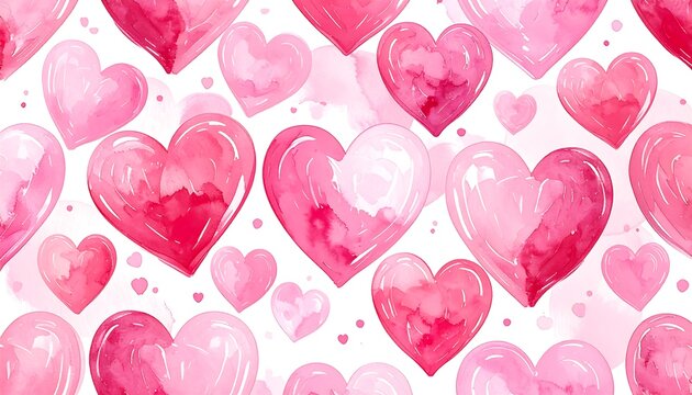 Watercolor hearts on white