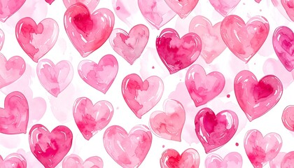 Watercolor hearts pattern