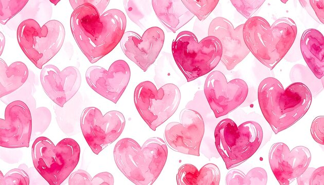 Watercolor hearts pattern