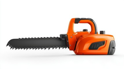 Fototapeta premium An isolated red power saw with sharp blade cutting wood