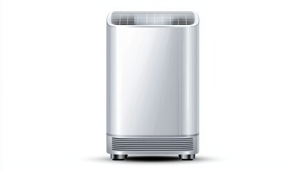 Modern white air conditioner unit on seamless white backdrop cooling technology for home or office