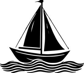 Sailing or fishing boat or ship on the sea
