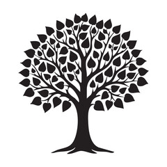 Fototapeta premium Vector tree silhouette with leaves illustration design.