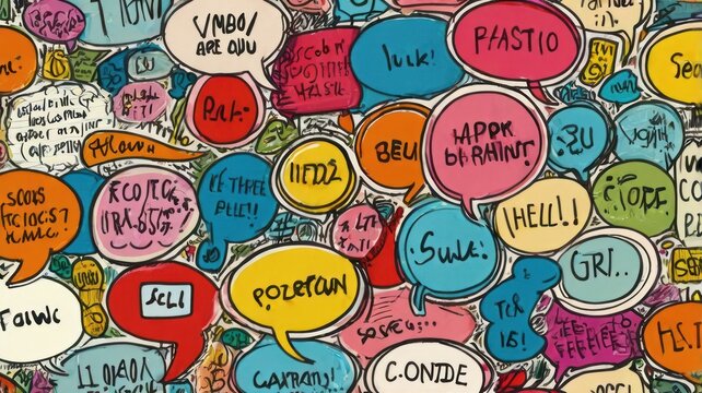 Vibrant Chaos of Abstract Speech Bubbles in a Graffiti Art Style