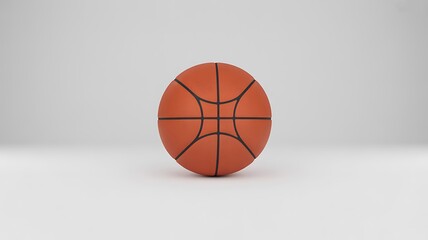 A Single Basketball Rests on a White Surface