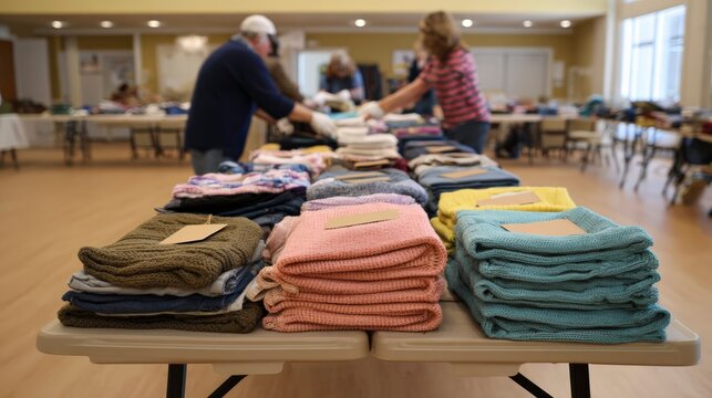Bright Community Space with Neatly Arranged Outerwear and Daylight.