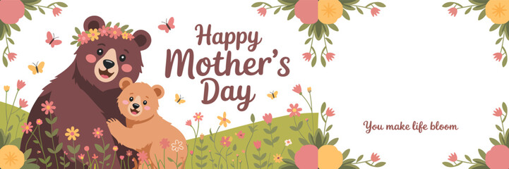 Happy Mother's Day banner flat vector illustration background