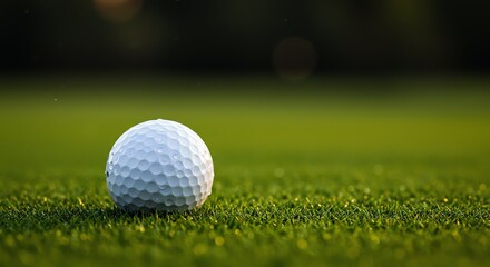 Obraz premium Golf ball on green grass fairway