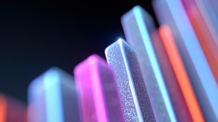 3D chart visualization with glowing neon bars and holographic effect