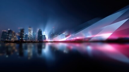 City wallpaper panorama, futuristic skyline, abstract geometric forms