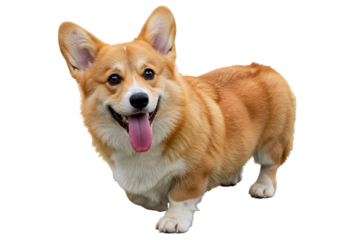 Happy Corgi Dog Portrait Isolated on Transparent Background Cutout Photo