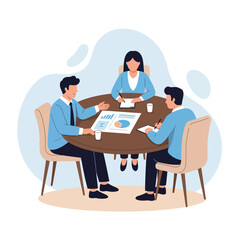 Obraz premium Flat Vector Illustration of Business Activities — Teamwork, Office Work, and Corporate People