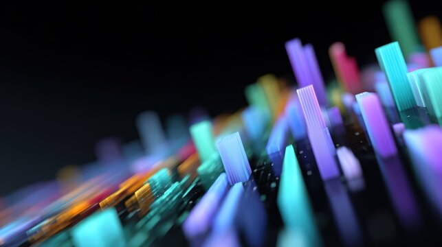 abstract chart design with vibrant 3D bars and futuristic data visualization