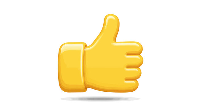 A cheerful and vibrant illustration of a yellow thumbs-up emoji on a white background