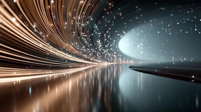 Futuristic Data Flow: A mesmerizing visualization of digital data streams cascading through a reflective space, hinting at the boundless potential of technology.
