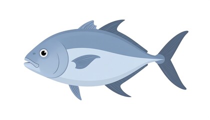 Fototapeta premium A stylized illustration of a light gray fish, facing to the viewer's left, showcasing detailed fins and tail.