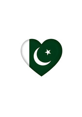 Heart-Shaped Pakistan Flag Symbol on Transparent Background Illustration