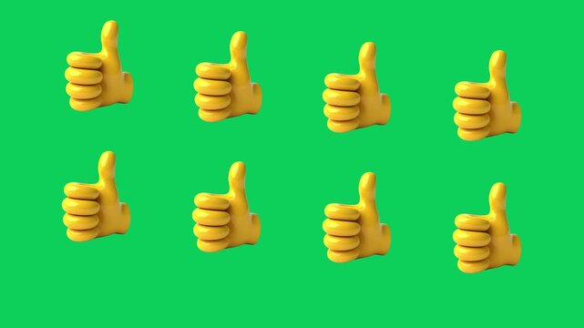 set of thumbs up on green-screen background