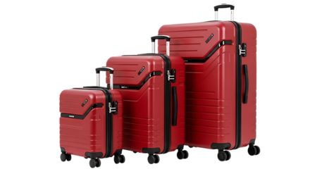 hard shell suitcases with telescopic handles and wheels are displayed against a clean white background ready for travel and adventure	
