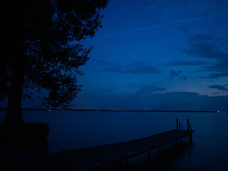 cloudy night over lake