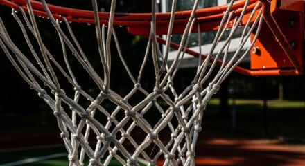 Basketball hoop and net close up.