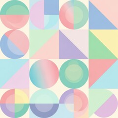 Pastel Geometric Pattern with Circles and Squares.