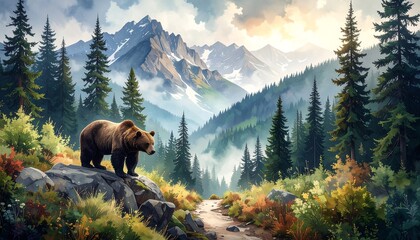 Bear in a mountain valley
