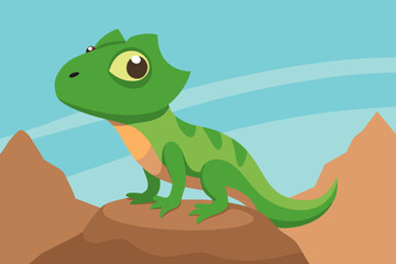 Fototapeta premium cartoon lizard on desert rock- .svg 