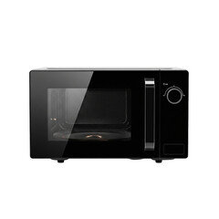 Fototapeta premium PNG einer modernen schwarzen Mikrowelle mit Glastür.