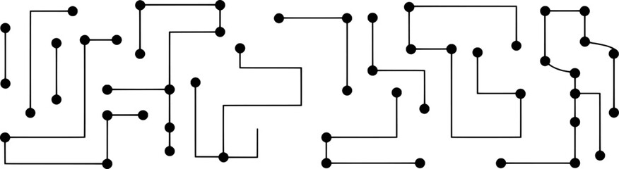 Black dots connected by thin lines abstract pattern white