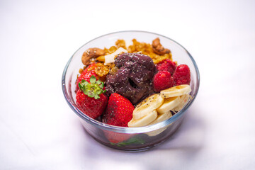 Açaí Comida Brasileira Alimento Saudável Porção Sorbet Roxo Antioxidantes Amazônia Fruta Natural Energia Nutrição Superalimento Dieta Refrescante Tigela Tropical Orgânico Gelado Brasil