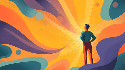 Emotional strength a person standing firmly with glowing