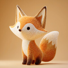 Fox figure a playful fox modeled in 3D hand-drawn style