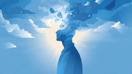 Mind clarity a silhouette with a glowing head where 