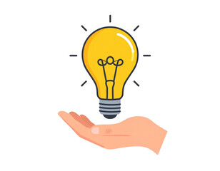 Hand holding a light bulb, concept of innovation and creativity. Business thinking