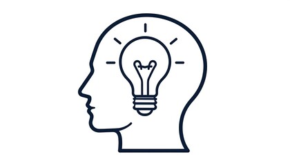 A profile view of a head with a lightbulb inside, highlighting the concept of inspiration and innovative ideas.