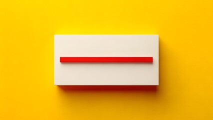 Simple white rectangle with red line centered on a vibrant yellow background top view