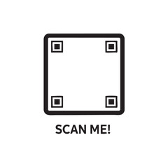 Minimalist Vector Scan Me Icon with QR Code Design in Black and White in Modern Style