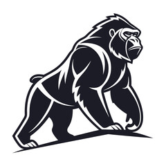 Fototapeta premium Stylized black gorilla silhouette on white background