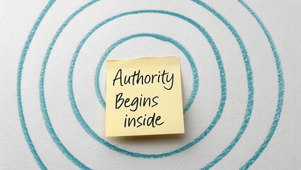 Authority Message on Sticky Note with Creative Circles Background