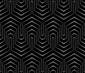 Black and white background. Vector seamless texture. Dotted grid.