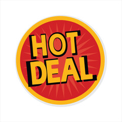 Hot deal red circle badge vector. Perfect for special promotion, flash sale event, store discount, ecommerce marketing banner, urgent offer. Editable isolated sale sticker template for retail campaign