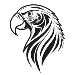 Naklejka premium Tribal eagle head tattoo design black and white