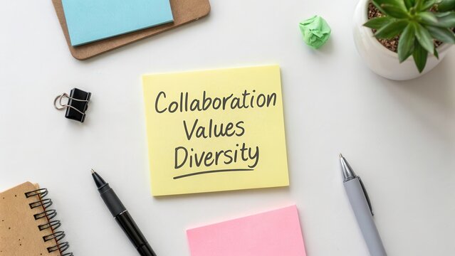 Collaboration Values Diversity Business Concept in Creative Workspace